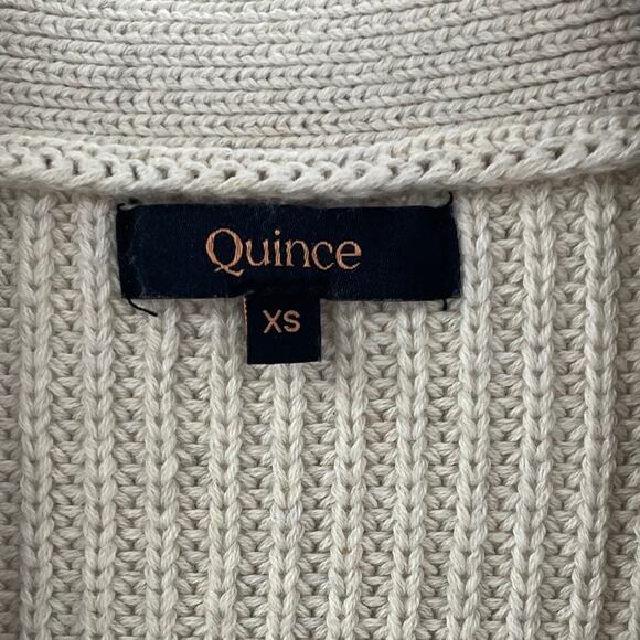 Quince XS 100% Organic Cotton Fisherman Boxy Cropped Cardigan Speckled Beige - Picture 8 of 11